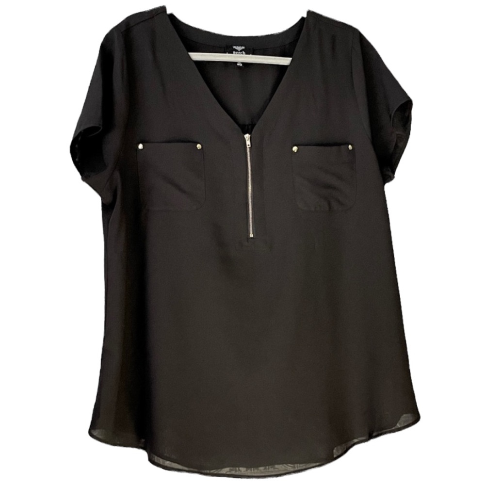Black Blouse with Gold Zipper